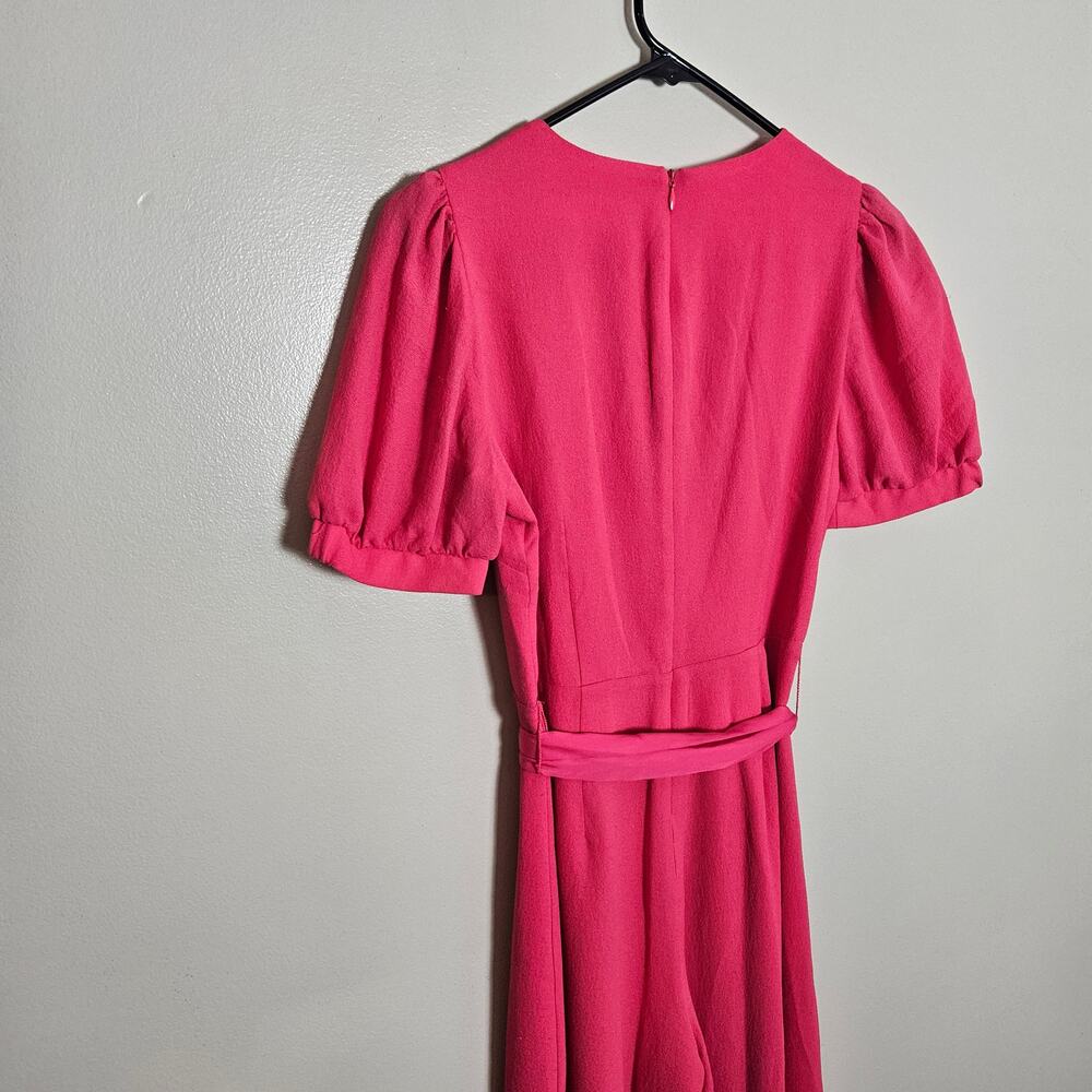 NWOT Eliza J Jumpsuit Hot Pink Faux Wrap Crop Wide Leg Sz 2 - Picture 10 of 16